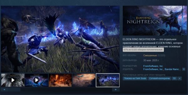 Elden Ring Nightreign стартовала в Steam со «смешанных» отзывов