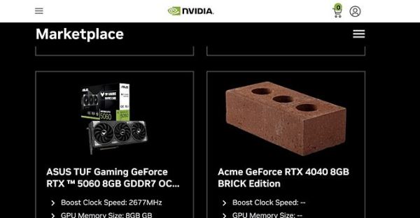 Nvidia просто пошутила: на сайте компании появилась видеокарта-кирпич за $0
