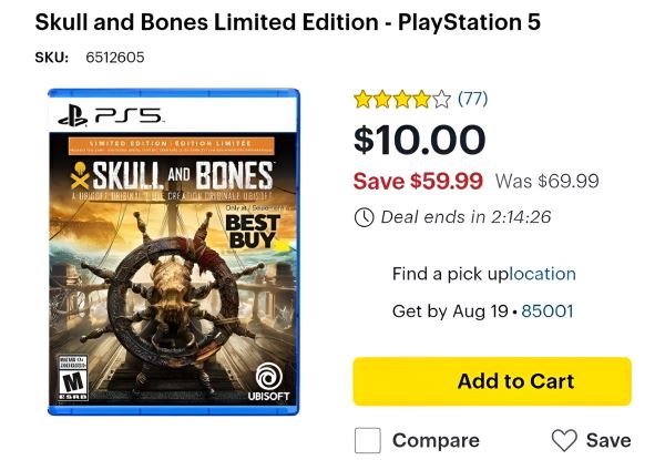 Фиксируем падение: Цена Skull and Bones от Ubisoft опустилась до 10 долларов через 6 месяцев после релиза